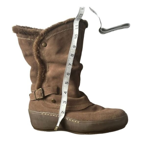 Naturalizer suede tan winter boots  rubber sole mid calf wide Size 10 - Picture 14 of 16